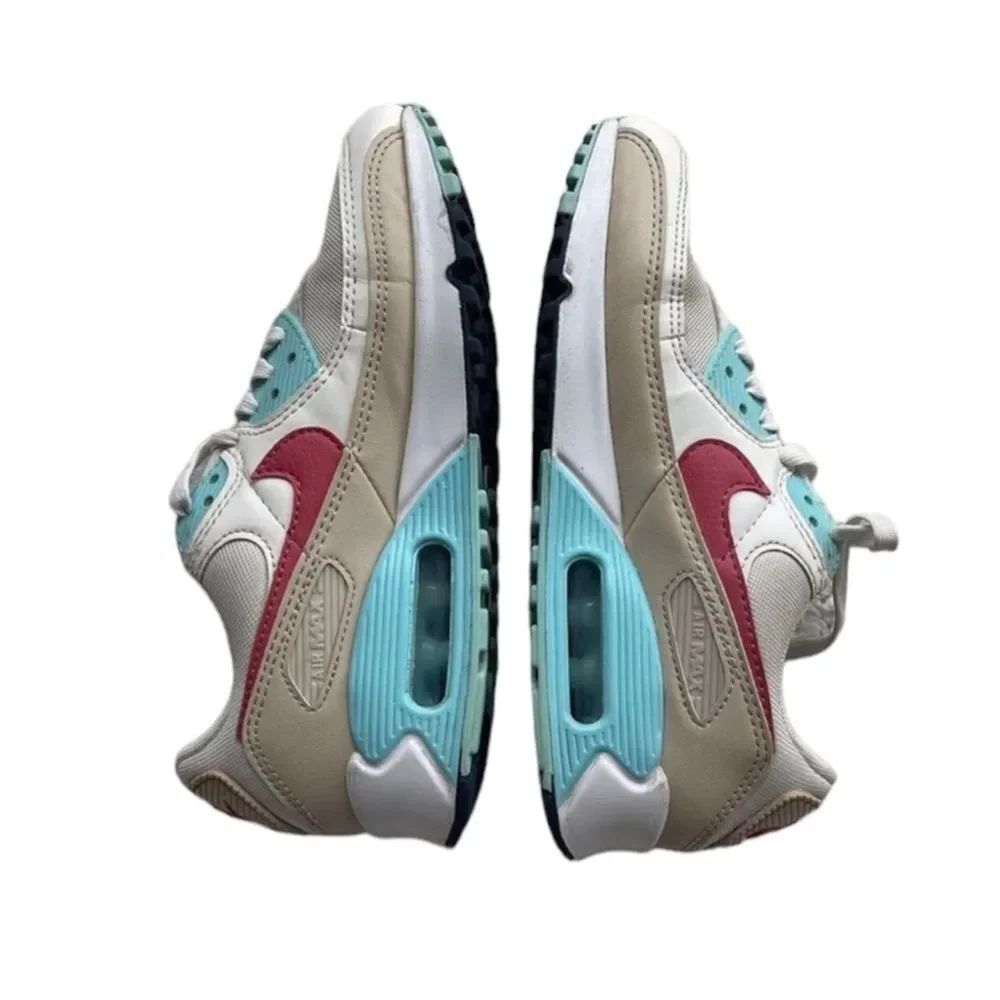 Nike Women's White Teal and Burgundy Air Max Sneakers